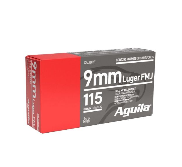 صورة AMMO Aguila 9mm 115 Grain Full Metal Jacket (FMJ) Mexico